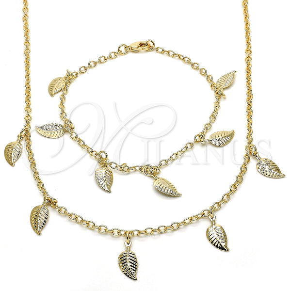 Gold Filled Bracelet — Necklace and Bracelet Leaf Design Polished 06.63. — main product view — SKU 119507 | Oro Laminado brazalete — Necklace and Bracelet Leaf diseño pulido 06.63. — SKU 119507