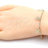 Oro Laminado Charm Bracelet, Gold Filled Style Flower Design, Polished, Golden Finish, 04.63.1376.08 (02 MM Thickness, 8 Inches Length)
