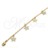 Oro Laminado Charm Bracelet, Gold Filled Style Flower Design, Polished, Golden Finish, 04.63.1376.08 (02 MM Thickness, 8 Inches Length)
