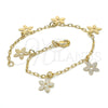 Oro Laminado Charm Bracelet, Gold Filled Style Flower Design, Polished, Golden Finish, 04.63.1376.08 (02 MM Thickness, 8 Inches Length)