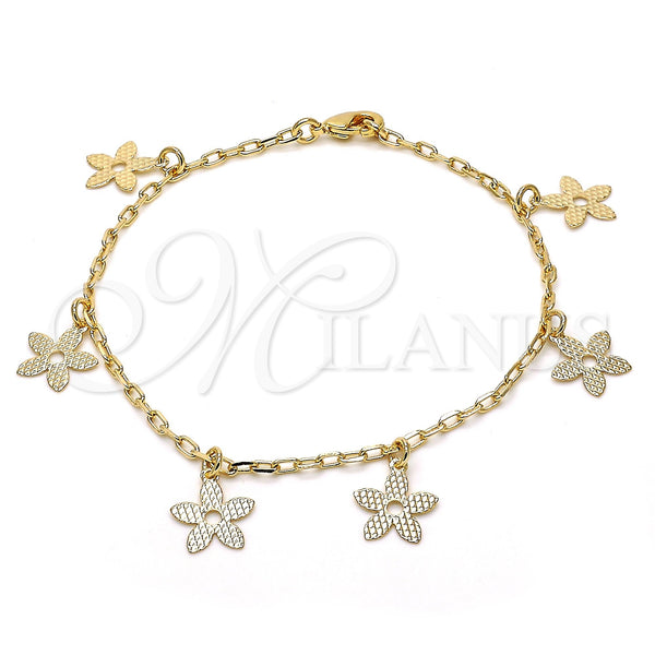 Gold Filled Bracelet — Charm Bracelet Flower Design Polished 04.63. 02 MM — main product view — SKU 119511 | Oro Laminado brazalete — Charm Bracelet flor diseño pulido 04.63. 02 MM — SKU 119511