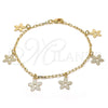 Oro Laminado Charm Bracelet, Gold Filled Style Flower Design, Polished, Golden Finish, 04.63.1376.08 (02 MM Thickness, 8 Inches Length)