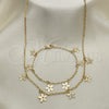 Oro Laminado Necklace and Bracelet, Gold Filled Style Flower Design, Polished, Golden Finish, 06.63.0208