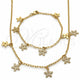 Oro Laminado Necklace and Bracelet, Gold Filled Style Flower Design, Polished, Golden Finish, 06.63.0208