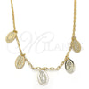 Oro Laminado Pendant Necklace, Gold Filled Style Guadalupe Design, Polished, Golden Finish, 04.63.1377.18 (02 MM Thickness, 18 Inches Length)