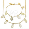 Oro Laminado Necklace and Bracelet, Gold Filled Style Guadalupe Design, Polished, Golden Finish, 06.63.0209
