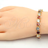 Oro Laminado Tennis Bracelet, Gold Filled Style with Garnet and White Cubic Zirconia, Polished, Golden Finish, 03.210.0068.1.08 (07 MM Thickness, 8 Inches Length)