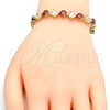Oro Laminado Tennis Bracelet, Gold Filled Style with Garnet and White Cubic Zirconia, Polished, Golden Finish, 03.210.0068.1.08 (07 MM Thickness, 8 Inches Length)
