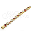 Oro Laminado Tennis Bracelet, Gold Filled Style with Garnet and White Cubic Zirconia, Polished, Golden Finish, 03.210.0068.1.08 (07 MM Thickness, 8 Inches Length)