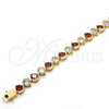Oro Laminado Tennis Bracelet, Gold Filled Style with Garnet and White Cubic Zirconia, Polished, Golden Finish, 03.210.0068.1.08 (07 MM Thickness, 8 Inches Length)