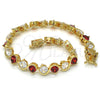 Oro Laminado Tennis Bracelet, Gold Filled Style with Garnet and White Cubic Zirconia, Polished, Golden Finish, 03.210.0068.1.08 (07 MM Thickness, 8 Inches Length)