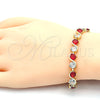 Oro Laminado Tennis Bracelet, Gold Filled Style with Ruby and White Cubic Zirconia, Polished, Golden Finish, 03.210.0068.2.08 (07 MM Thickness, 8 Inches Length)