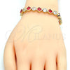 Oro Laminado Tennis Bracelet, Gold Filled Style with Ruby and White Cubic Zirconia, Polished, Golden Finish, 03.210.0068.2.08 (07 MM Thickness, 8 Inches Length)
