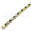 Gold Filled Bracelet — Tennis Bracelet with Green and White Cubic Zirconia — alternate product view — SKU 119520 | Oro Laminado brazalete — Tennis Bracelet with Green and blanco Cubic Zirconia — SKU 119520