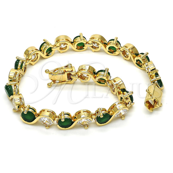 Gold Filled Bracelet — Tennis Bracelet with Green and White Cubic Zirconia — main product view — SKU 119520 | Oro Laminado brazalete — Tennis Bracelet with Green and blanco Cubic Zirconia — SKU 119520