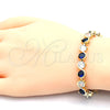 Oro Laminado Tennis Bracelet, Gold Filled Style with Sapphire Blue and White Cubic Zirconia, Polished, Golden Finish, 03.210.0068.4.08 (07 MM Thickness, 8 Inches Length)