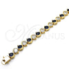 Oro Laminado Tennis Bracelet, Gold Filled Style with Sapphire Blue and White Cubic Zirconia, Polished, Golden Finish, 03.210.0068.4.08 (07 MM Thickness, 8 Inches Length)