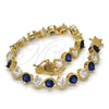 Oro Laminado Tennis Bracelet, Gold Filled Style with Sapphire Blue and White Cubic Zirconia, Polished, Golden Finish, 03.210.0068.4.08 (07 MM Thickness, 8 Inches Length)