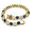Oro Laminado Tennis Bracelet, Gold Filled Style with Sapphire Blue and White Cubic Zirconia, Polished, Golden Finish, 03.210.0068.4.08 (07 MM Thickness, 8 Inches Length)