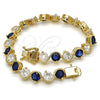 Oro Laminado Tennis Bracelet, Gold Filled Style with Sapphire Blue and White Cubic Zirconia, Polished, Golden Finish, 03.210.0068.4.08 (07 MM Thickness, 8 Inches Length)