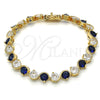 Oro Laminado Tennis Bracelet, Gold Filled Style with Sapphire Blue and White Cubic Zirconia, Polished, Golden Finish, 03.210.0068.4.08 (07 MM Thickness, 8 Inches Length)