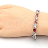Rhodium Gold Filled Tennis Bracelet, with Garnet and White Cubic Zirconia, Polished, Rhodium Finish, 03.210.0068.6.08 (07 MM Thickness, 8 Inches Length)