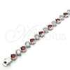 Rhodium Gold Filled Tennis Bracelet, with Garnet and White Cubic Zirconia, Polished, Rhodium Finish, 03.210.0068.6.08 (07 MM Thickness, 8 Inches Length)