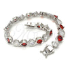 Rhodium Gold Filled Tennis Bracelet, with Garnet and White Cubic Zirconia, Polished, Rhodium Finish, 03.210.0068.6.08 (07 MM Thickness, 8 Inches Length)