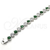 Rhodium Gold Filled Tennis Bracelet, with Green and White Cubic Zirconia, Polished, Rhodium Finish, 03.210.0068.7.08 (07 MM Thickness, 8 Inches Length)