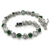 Rhodium Gold Filled Tennis Bracelet, with Green and White Cubic Zirconia, Polished, Rhodium Finish, 03.210.0068.7.08 (07 MM Thickness, 8 Inches Length)