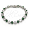 Rhodium Gold Filled Tennis Bracelet, with Green and White Cubic Zirconia, Polished, Rhodium Finish, 03.210.0068.7.08 (07 MM Thickness, 8 Inches Length)