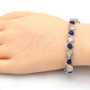Rhodium Gold Filled Tennis Bracelet, with Sapphire Blue and White Cubic Zirconia, Polished, Rhodium Finish, 03.210.0068.8.08 (07 MM Thickness, 8 Inches Length)