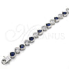 Rhodium Gold Filled Tennis Bracelet, with Sapphire Blue and White Cubic Zirconia, Polished, Rhodium Finish, 03.210.0068.8.08 (07 MM Thickness, 8 Inches Length)