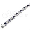 Rhodium Gold Filled Tennis Bracelet, with Sapphire Blue and White Cubic Zirconia, Polished, Rhodium Finish, 03.210.0068.8.08 (07 MM Thickness, 8 Inches Length)