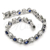 Rhodium Gold Filled Tennis Bracelet, with Sapphire Blue and White Cubic Zirconia, Polished, Rhodium Finish, 03.210.0068.8.08 (07 MM Thickness, 8 Inches Length)
