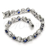 Rhodium Gold Filled Tennis Bracelet, with Sapphire Blue and White Cubic Zirconia, Polished, Rhodium Finish, 03.210.0068.8.08 (07 MM Thickness, 8 Inches Length)