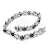 Rhodium Gold Filled Tennis Bracelet, with Sapphire Blue and White Cubic Zirconia, Polished, Rhodium Finish, 03.210.0068.8.08 (07 MM Thickness, 8 Inches Length)