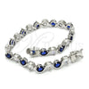 Rhodium Gold Filled Tennis Bracelet, with Sapphire Blue and White Cubic Zirconia, Polished, Rhodium Finish, 03.210.0068.8.08 (07 MM Thickness, 8 Inches Length)