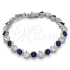 Rhodium Gold Filled Tennis Bracelet, with Sapphire Blue and White Cubic Zirconia, Polished, Rhodium Finish, 03.210.0068.8.08 (07 MM Thickness, 8 Inches Length)