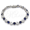 Rhodium Gold Filled Tennis Bracelet, with Sapphire Blue and White Cubic Zirconia, Polished, Rhodium Finish, 03.210.0068.8.08 (07 MM Thickness, 8 Inches Length)