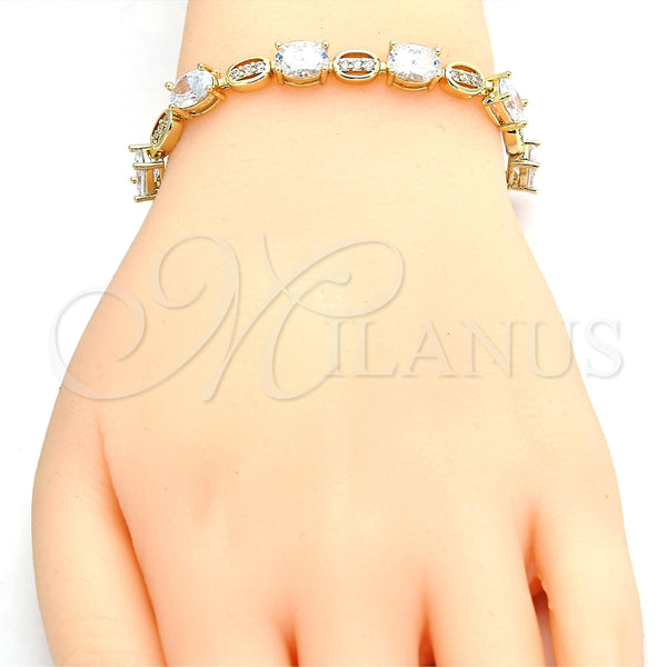 Oro Laminado Tennis Bracelet, Gold Filled Style with White Cubic Zirconia, Polished, Golden Finish, 03.210.0069.08 (06 MM Thickness, 8 Inches Length)