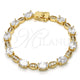 Oro Laminado Tennis Bracelet, Gold Filled Style Box Lock Design, with White Cubic Zirconia, Polished, Golden Finish, 03.210.0069.08 (06 MM Thickness, 8 Inches Length)