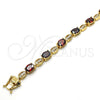 Oro Laminado Tennis Bracelet, Gold Filled Style with Garnet and White Cubic Zirconia, Polished, Golden Finish, 03.210.0069.1.08 (06 MM Thickness, 8 Inches Length)