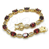 Oro Laminado Tennis Bracelet, Gold Filled Style with Garnet and White Cubic Zirconia, Polished, Golden Finish, 03.210.0069.1.08 (06 MM Thickness, 8 Inches Length)