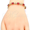 Oro Laminado Tennis Bracelet, Gold Filled Style with Ruby and White Cubic Zirconia, Polished, Golden Finish, 03.210.0069.2.08 (06 MM Thickness, 8 Inches Length)