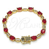 Oro Laminado Tennis Bracelet, Gold Filled Style with Ruby and White Cubic Zirconia, Polished, Golden Finish, 03.210.0069.2.08 (06 MM Thickness, 8 Inches Length)