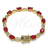 Oro Laminado Tennis Bracelet, Gold Filled Style with Ruby and White Cubic Zirconia, Polished, Golden Finish, 03.210.0069.2.08 (06 MM Thickness, 8 Inches Length)