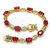 Oro Laminado Tennis Bracelet, Gold Filled Style with Ruby and White Cubic Zirconia, Polished, Golden Finish, 03.210.0069.2.08 (06 MM Thickness, 8 Inches Length)