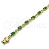 Oro Laminado Tennis Bracelet, Gold Filled Style with Green and White Cubic Zirconia, Polished, Golden Finish, 03.210.0069.3.08 (06 MM Thickness, 8 Inches Length)