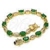 Oro Laminado Tennis Bracelet, Gold Filled Style with Green and White Cubic Zirconia, Polished, Golden Finish, 03.210.0069.3.08 (06 MM Thickness, 8 Inches Length)